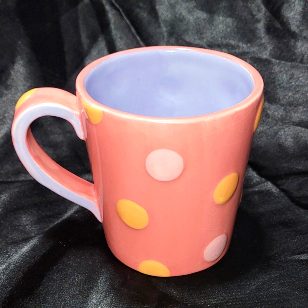 2006 Starbucks Coffee Company Pink Polka Dot Cup~Hand Painted~Hot Tea Mug
